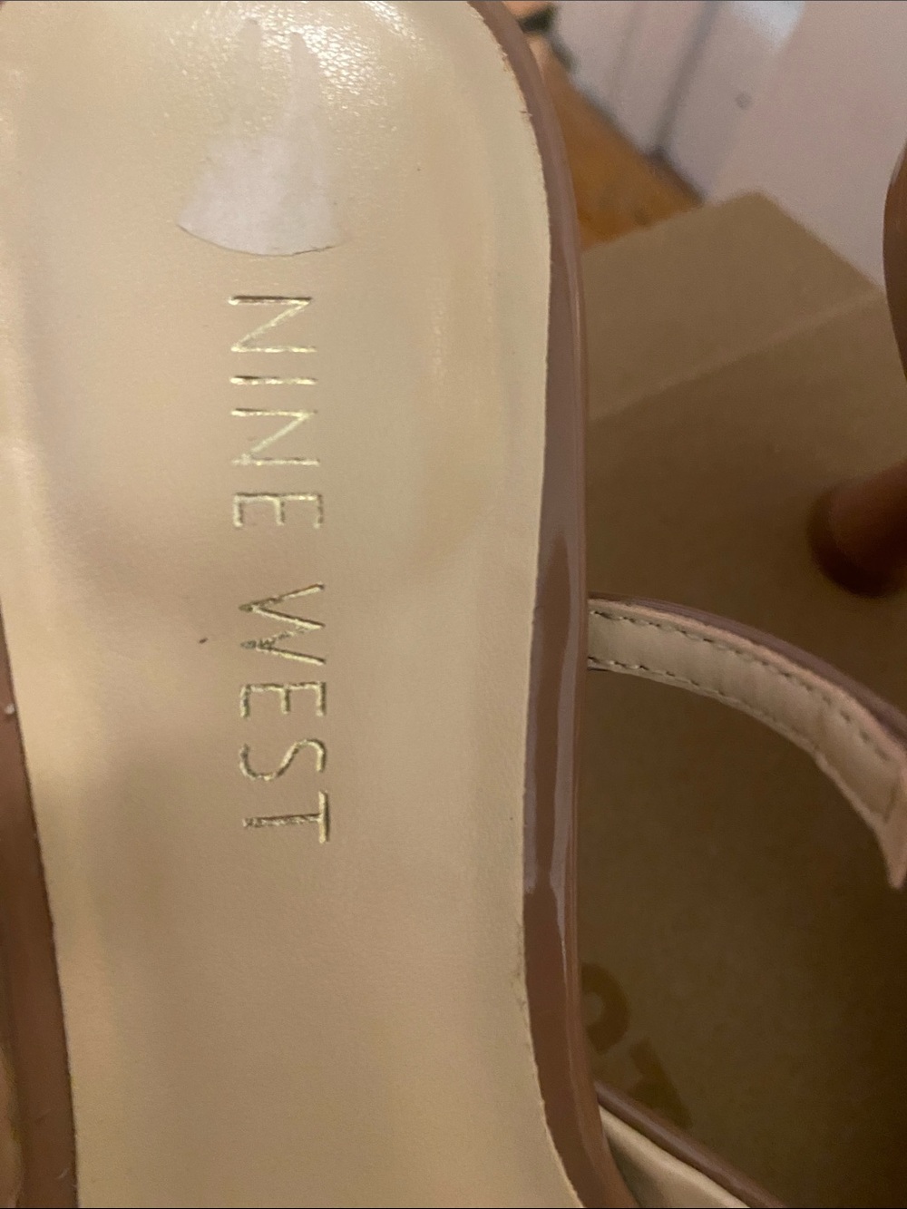 Nine West Patent Pointed-Toe Slingback Pumps in Taupe - Picture 5 of 6